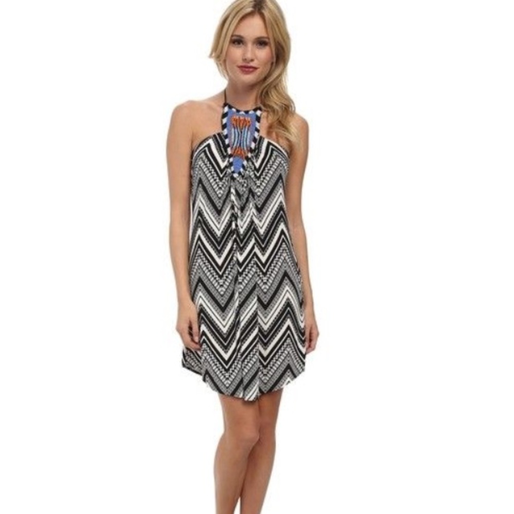 T-Bags halter dress with bead detail
